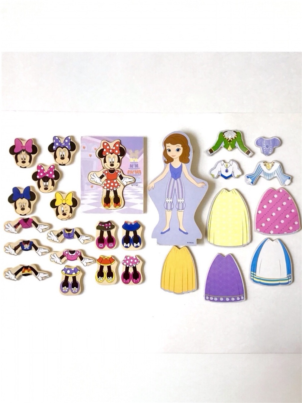 2 Melissa & Doug Disney Wooden Dress-Up Play Sets: Minnie Puzzle & Magnetic Doll